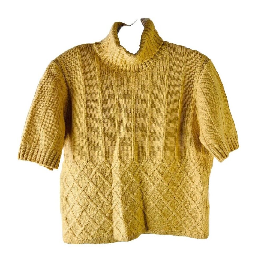 VTG Y2K Wool Cable Knit Cropped Turtleneck Sweater Hip Hop
